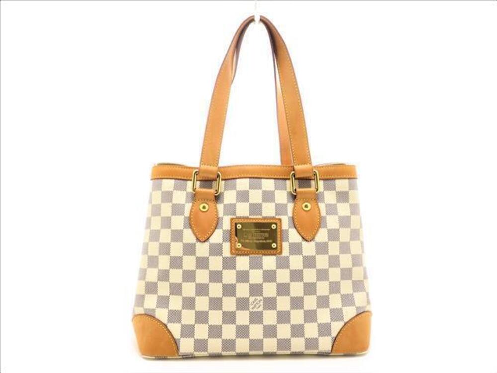 LOUIS VUITTON Hampstead Tote Bag Damier Azur White